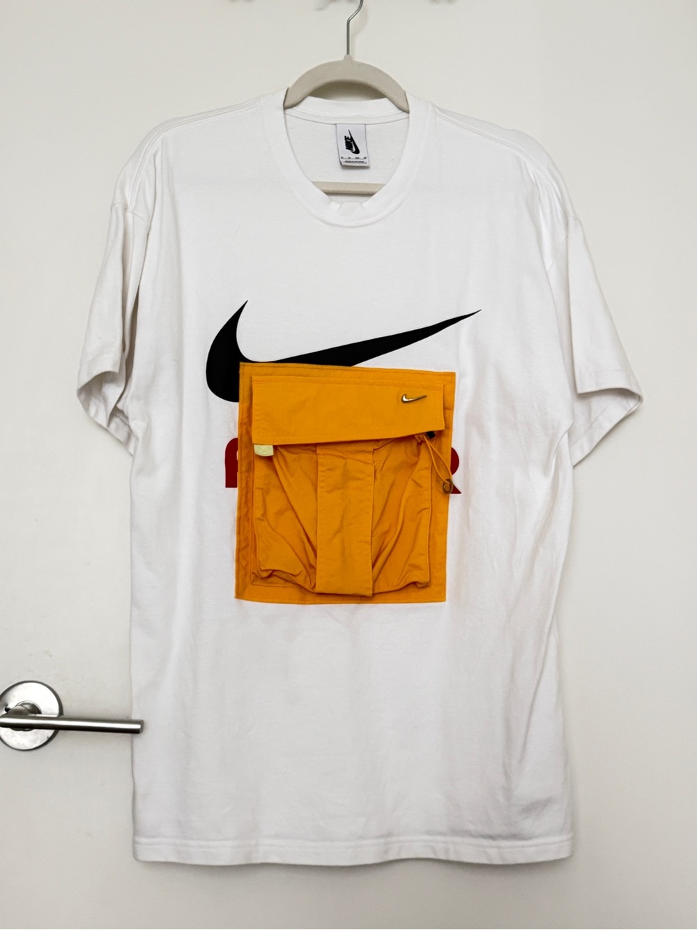 Nike lab isap oversize White Tee with Orange Utility Pocket